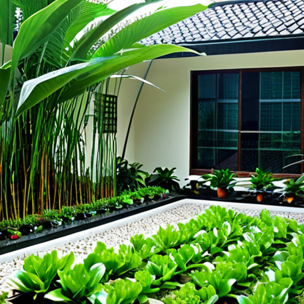 텃밭 자동 급수기 비교 - Modern Automated Home Garden**

"A lush, vibrant home garden in Malaysia, featuring a modern automat...