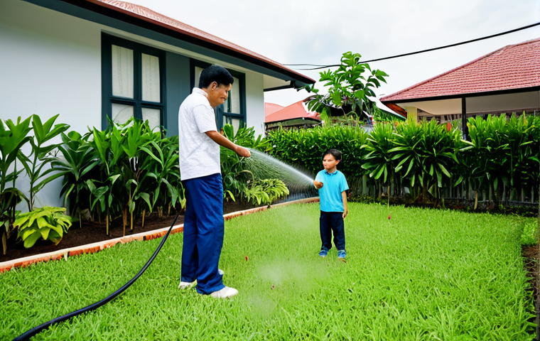 텃밭 자동 급수기 비교 - Modern Automated Home Garden**

"A lush, vibrant home garden in Malaysia, featuring a modern automat...