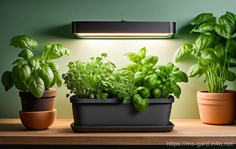 텃밭 작물 맞춤형 LED 조명 추천 - **Prompt 1: Lush Indoor Herb Garden with Full-Spectrum LED**
"A cozy and vibrant indoor herb gar...