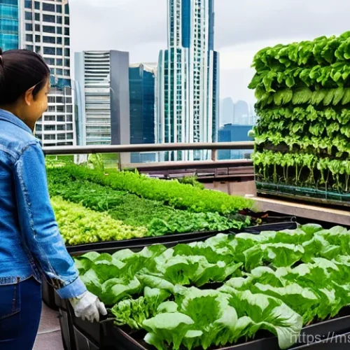 Home 26 텃밭 농업 스타트업 사례 - **Prompt:** A vibrant and bustling urban rooftop farm in a modern Malaysian city, resembling Kuala L...
