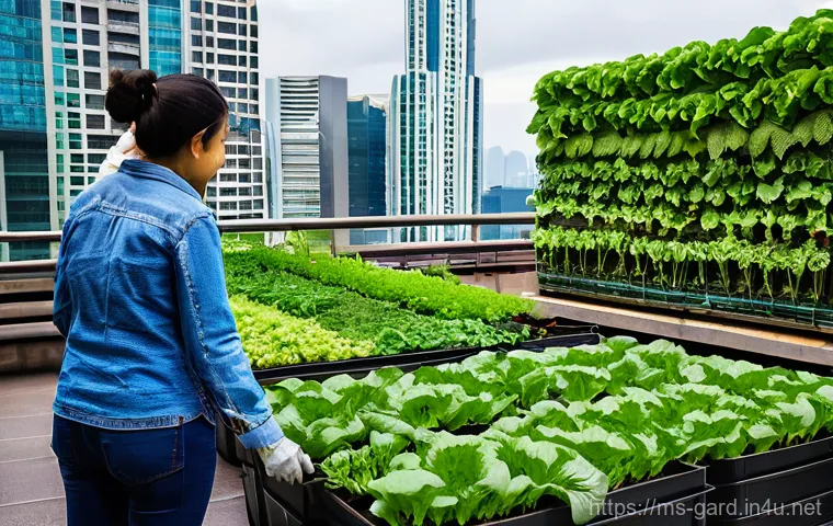 텃밭 농업 스타트업 사례 - **Prompt:** A vibrant and bustling urban rooftop farm in a modern Malaysian city, resembling Kuala L...